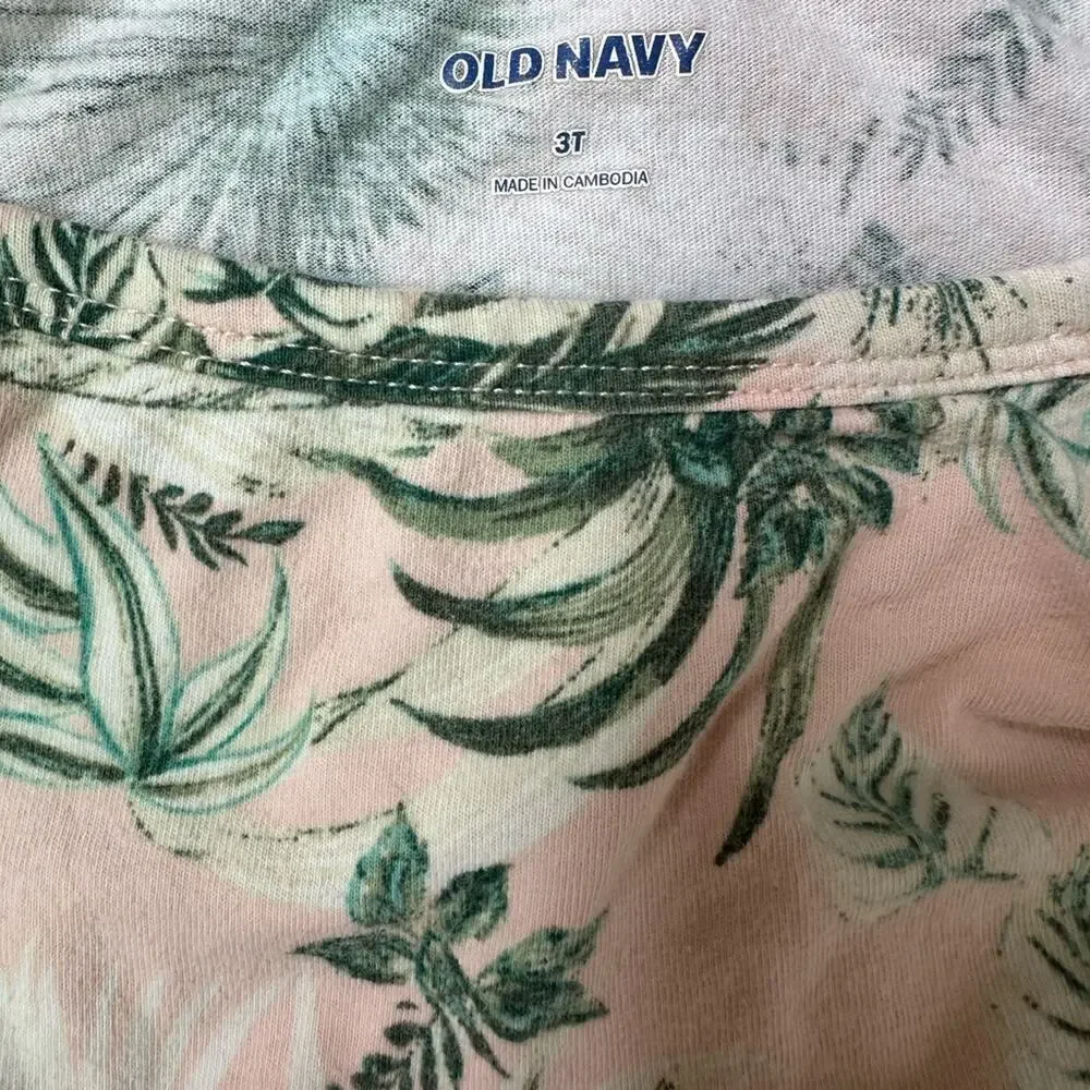 Toddler Tropical Print Pink and Green Dress